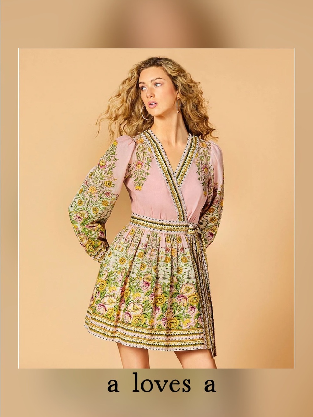 a loves a — NEW Pink Floral Embroidered Wrap Mini Dress